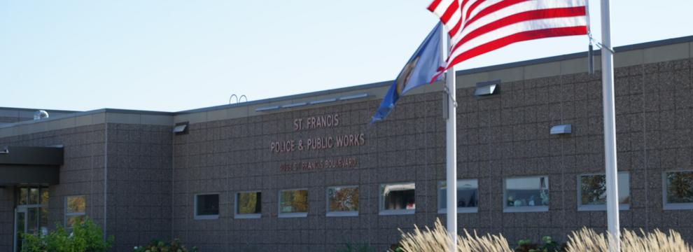 St Francis Police Station with American Flag