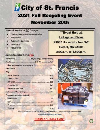 FALL RECYCLING EVENT 2021